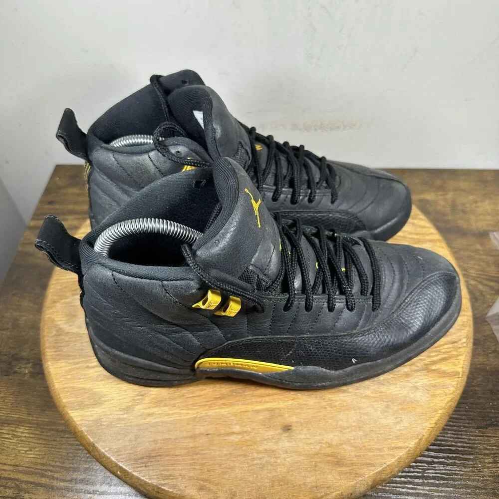 Jordan 12 Retro Black University Gold Shoes Mens Size 8 Black Yellow CT8013-071